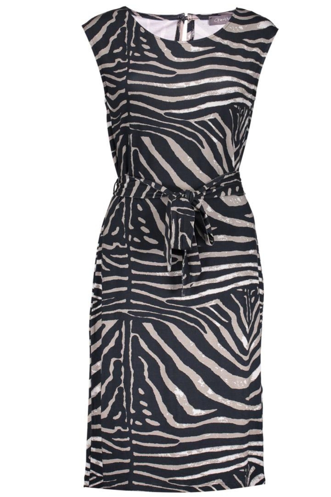 SKY MIDI JURK MET CEINTUUR 57132 60 Black/Sand zebra